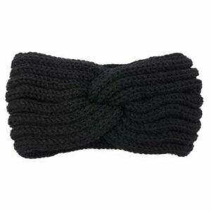 Haarband Twist 10cm – Effen Kleur – Gebreide Stof – Zwart