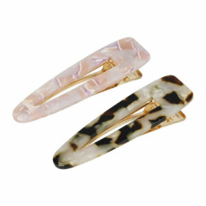 Haarspeld Duckklemmen 7cm – Open Vorm – Marmerprint – Bruin Creme Roze – Set van 2