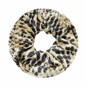 Haarelastiek Scrunchie – Slangenprint – Velvet Stof – Zwart Beige