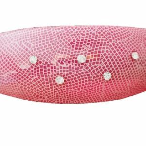 2110587189 Haarspeld Patentspeld Ovaal 9cm – Fantasie Print en Strass Steentjes - Roze