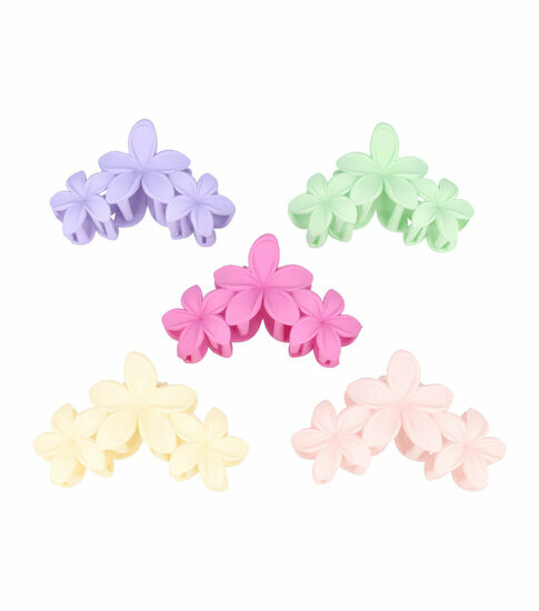 2110587234 Haarspeld Haarklemmen 11cm – XL Bloemvorm – Groen Paars Creme Roze – Set van 5