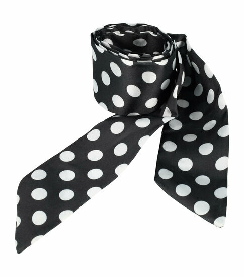 2110587300 Haarband haarsjaaltje - Stippen patroon 180cm - Wit zwart