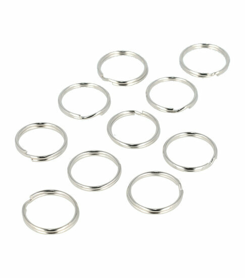 2110592553 DIY Sleutelringen 2 cm – metalen sleutelhangers – zilver – set van 10