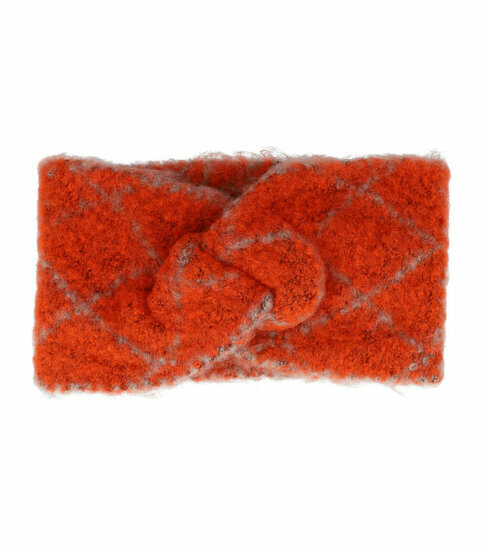 2110592625 Haarband Twist 11cm – Soft Lijnenprint – Gebreide Stof – Oranje