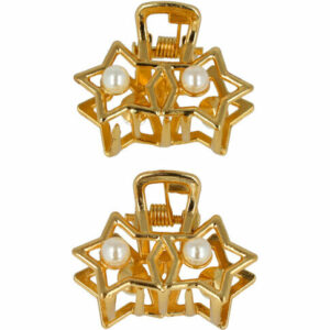 Haarspeld Haarklemmen 2,5cm – Sterren Vorm met Pareltjes – Metaal – Goud – Set van 2