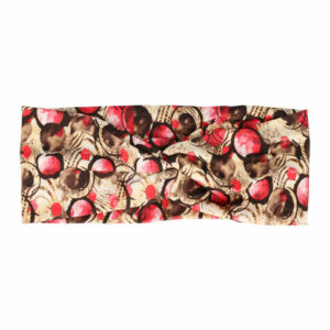 Haarband Twist 9cm – Cirkelprint – Jersey Stof – Roze Beige Bruin