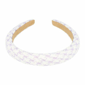 Haarband Diadeem 2,5cm – Dik Gevuld – Ruitprint Geweven Stof – Wit Lila Paars