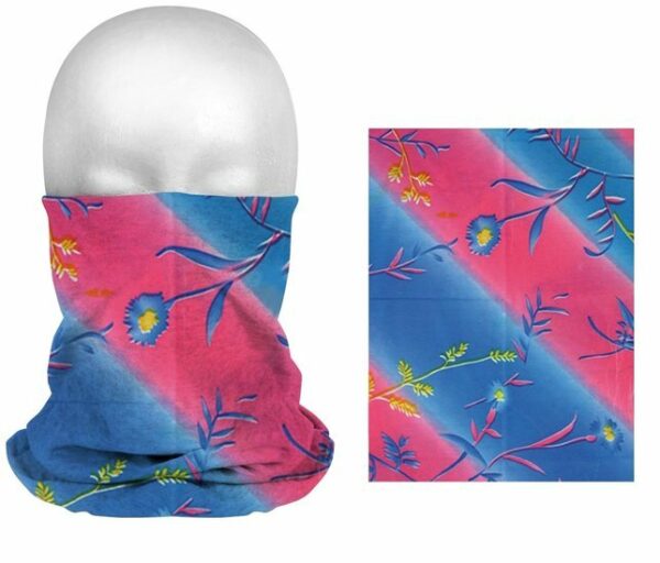 2110592844 Haarband multifunctioneel - Streep bloem 45x25cm - Roze blauw