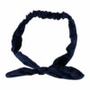 2110595310 Haarband Knoop 6cm – Strikje met IJzerdraad – Effen Kleur – Velvet stof – Donkerblauw