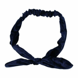 Haarband Knoop 6cm – Strikje met IJzerdraad – Effen Kleur – Velvet stof – Donkerblauw