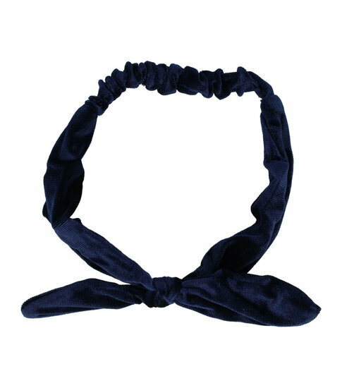 2110595310 Haarband Knoop 6cm – Strikje met IJzerdraad – Effen Kleur – Velvet stof – Donkerblauw