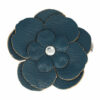 2110595355 Haarspeld Duckklem & Broche 6cm – Lederlook Bloemvorm – Donkerblauw – Set van 2