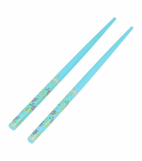 2110595376 Haarspeld haarpinnen - Haarstokjes bloemen hout 18cm - Blauw – Set van 2