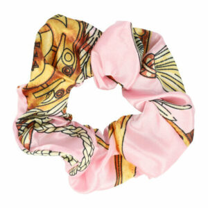 Haarelastiek Scrunchie – Kettingprint – Gladde Stof – Roze
