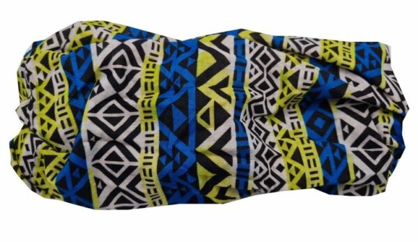 2110595820 Haarband multifunctioneel - Ibiza patroon 45x25cm - Blauw wit geel