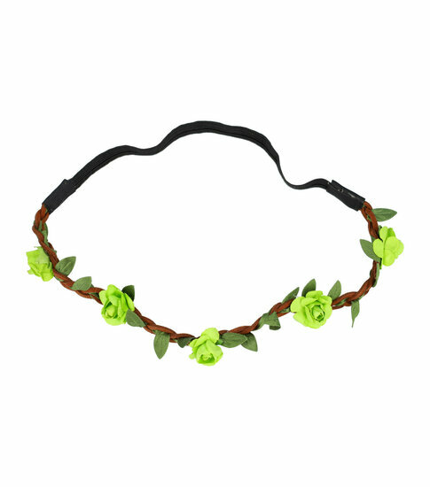 2110595835 Haarband Bloemen – Gevlochten roosjes – Groen