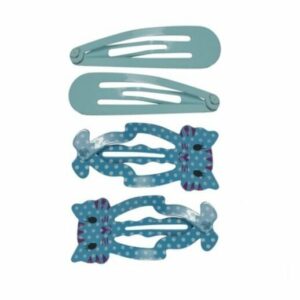 Haarspeld Klikklak 5 cm - Kat Stippen Print - Blauw - Set van 4