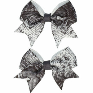 Haarspeld Duckklemmen 5cm – Strikje met Slangenprint – Zwart Wit – Set van 2