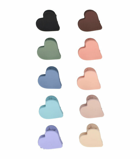 2110597989 Haarspeld Haarklemmen 2,5cm – Klein Hartvorm – Blauw Groen Bruin Roze Beige Paars Zwart – Set van 10