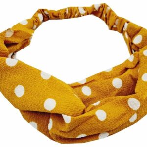 Haarband Twist 5cm – Stippenprint – Gladde Stof – Wit Geel
