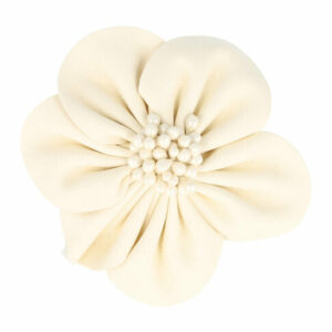 Haarspeld Duckklem & Broche 7cm – Lederlook Bloemvorm – Creme – Set van 2