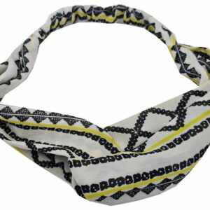 Haarband Twist 5cm –Ibiza Print – Gladde Stof – Wit Zwart Geel