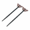 2110598088 Haarspeld haarpinnen - Haarstokjes vlinder glitter hout 18cm - Roze zwart - Set van 2