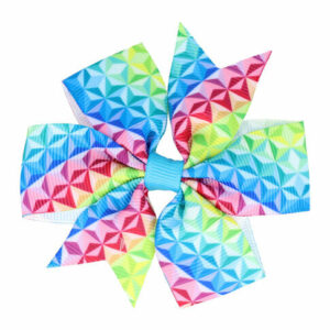 Haarspeld Duckklem 8cm – Strik van Stof – Regenboog – Multicolor Blauw