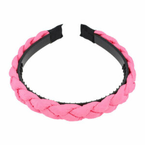 Haarband Diadeem 2,5cm – Gevlochten Kreukel Stof & Kunststof – Fuchsia Roze