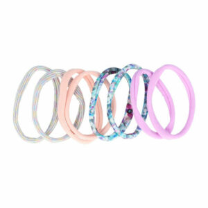 Haarelastieken basic - Endless effen print - Paars blauw roze grijs - Set van 8