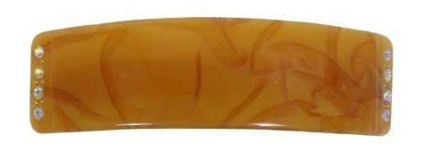 2110600884 Haarspeld Patentspeld Recht 9cm – Gevlamd met Strass Steentjes – Bruin