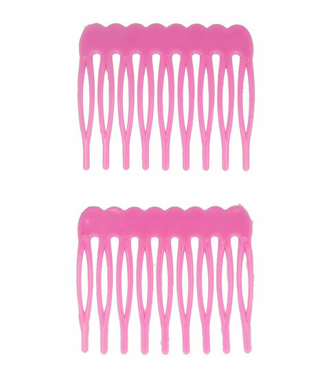 2110600926 Haarspeld Sierkam Opsteekkammen - Basic grove tand 4,5cm - Roze - Set van 2