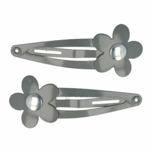 Haarspeld Klikklak 4 cm - Bloem Metaal - Grijs - Set van 2