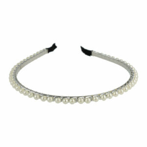 Haarband Diadeem 0,5cm – Parels & Ketting – Metaal – Wit Zilver