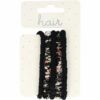 2110601016 Haarelastieken basic - Ribbel bloemenprint - Zwart – Set van 5