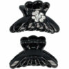 2110601136 Haarspeld Haarklemmen 3cm – Halfrond met Steentjes – Zwart – Set van 2