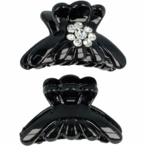 Haarspeld Haarklemmen 3cm – Halfrond met Steentjes – Zwart – Set van 2