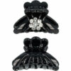 2110601142 Haarspeld Haarklemmen 3cm – Halfrond met Steentjes – Zwart – Set van 2