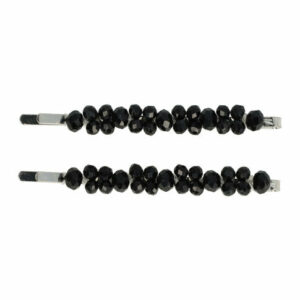 Haarspeld schuifspeldjes - Dubbel facet kralen 7cm - Zwart - Set van 2