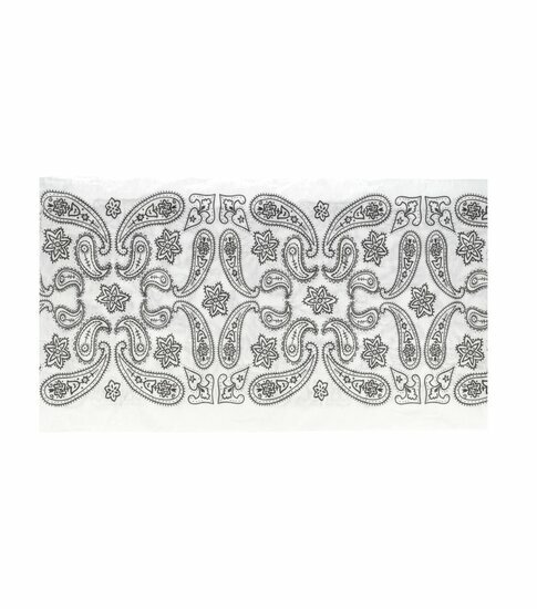 2110601247 Haarband multifunctioneel - Paisley patroon 45x25cm - Wit zwart