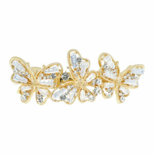 Haarspeld Patentspeld Vlindervorm 7cm – Metaal – Facet & Strass Steentjes - Goud/Zilver