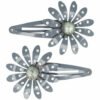 2110605114 Haarspeld Klikklak 7 cm - Bloem Metaal - Grijs - Set van 2