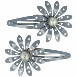 Haarspeld Klikklak 7 cm - Bloem Metaal - Grijs - Set van 2