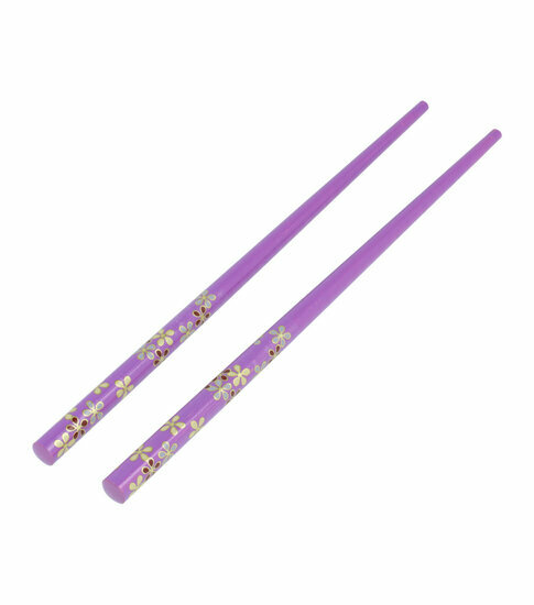2110605120 Haarspeld haarpinnen - Haarstokjes bloemen hout 18cm - Paars – Set van 2