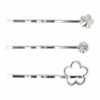 2110605162 Haarspeld schuifspeldjes - Bloem strass 4cm - Zilver - Set van 3