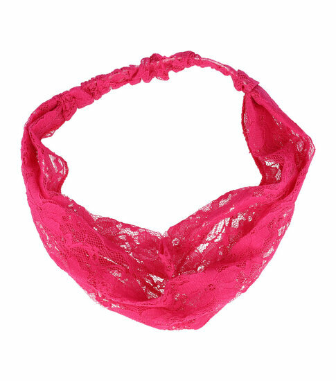 2110605270 Haarband 3-in-1 - Kant stof - Fuchsia Roze
