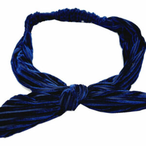 Haarband Knoop 6cm – Strikje met IJzerdraad – Velvet Ribstof – Blauw