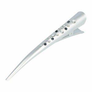 Duckklem Haarspeld 13cm – Basic – Duo Steentjes – Metaal – Zilver