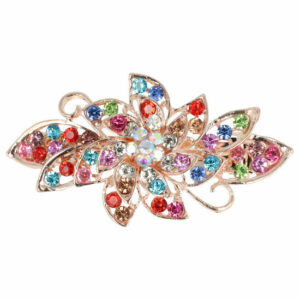 Haarspeld Patentspeld Bloemvorm 6,5cm – Opengewerkte met Strass Steentjes - Multicolor