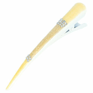 Haarspeld Duckklem 13cm – Basic – Glitter & Steentjes – Geel Wit